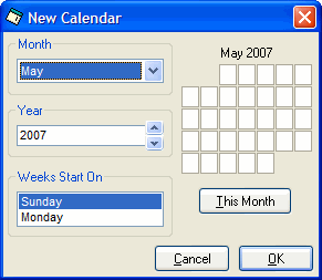 New Calendar Window