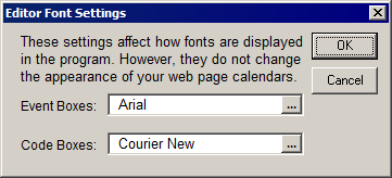 Figure 10. Editor Font Settings Window